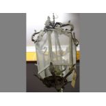 A BRASS & IRON HANGING LANTERN