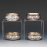 Gorham Sterling Silver, 4 Salt Dishes, ca. 20th Century  2-1/8"D x 1"T Crimped edge with band of