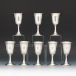 International Sterling Silver Eight Water Goblets  6-1/2" x 3-1/2" each Heavy cast of tulip form