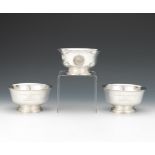 Set of Three Currier & Roby Sterling Sliver Paul Revere Style Trophy Bowls 2-1/2" x 5" D eachThree