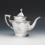 International Sterling Co. Sterling Silver Tea Pot, "Trianon" Pattern 8-1/2" x 12" x 5" Heavy cast