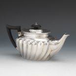 English Victorian Sterling Silver Teapot by William Hutton & Sons, London, dated 1891 4-3/4"T x 8-