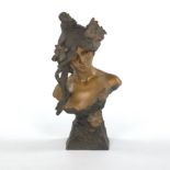 Alfred Jean Foretay (French, 1861 - 1944) 22-1/2" x 12""Pensive". Patinated spelter, signed on
