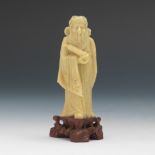 Chinese Carved Hardstone Figure of Immortal Zhang Guo Lao, God of Longevity 4"T Nicely carved around