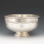 Gorham Sterling Silver Punch Bowl, dated 1927 6-3/8" x 12"A 14-pint punch bowl raised on recessed