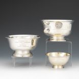 Set of Three Paul Revere Style Sterling Silver Trophy Bowls, Various Makers nullThree Paul Revere