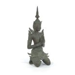 Thai Teppanom Bronze Angel 30-3/4" x 13-1/2" x 9-1/2"Comprised of two parts, a kneeling Thai