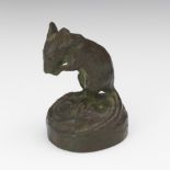 Elsa Knauth, German, Active Early 20th Century 3-3/8"T"Mouse Eating", bronze, incised signature on