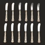 Tiffany and Co. Sterling Silver "Kings Pattern" 12 Butter Knives, ca. 20th Century  6"L Sterling