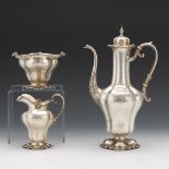 Gorham Sterling Silver Three Piece Demitasse Set, dated 1899 nullA hinged and lidded demitasse pot