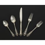 Gorham Sterling Silver Luncheon Flatware Service for Eight in "Medici" Pattern. nullTotal of 40