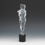 Renato Anatra for Murano, Italian 12"T x 10"W "The Lovers". Hand blown sculpture of clear glass