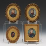 Lot of Four Miniature Portraits, Three Signed Springer, dated 1812 & 1816 4-1/2" x 3-5/8", 4" x 3-