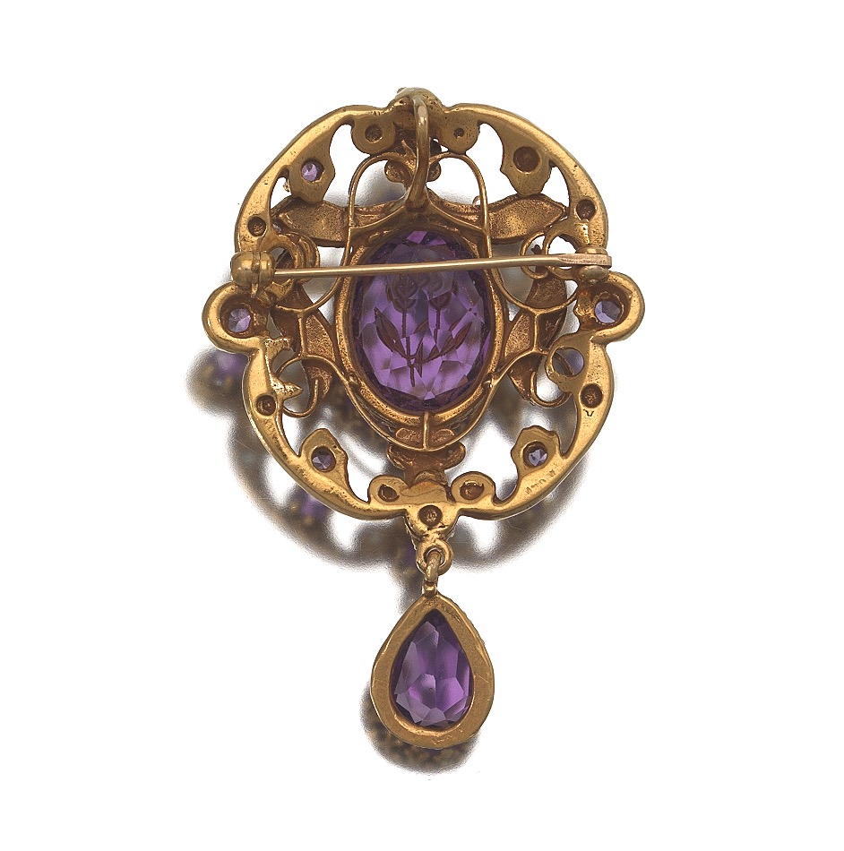 Victorian Style Gold, Amethyst, and Pearl Brooch - Image 5 of 6