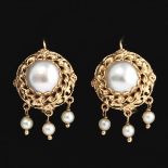 A Pair of Victorian Style Gold and Pearl Earrings