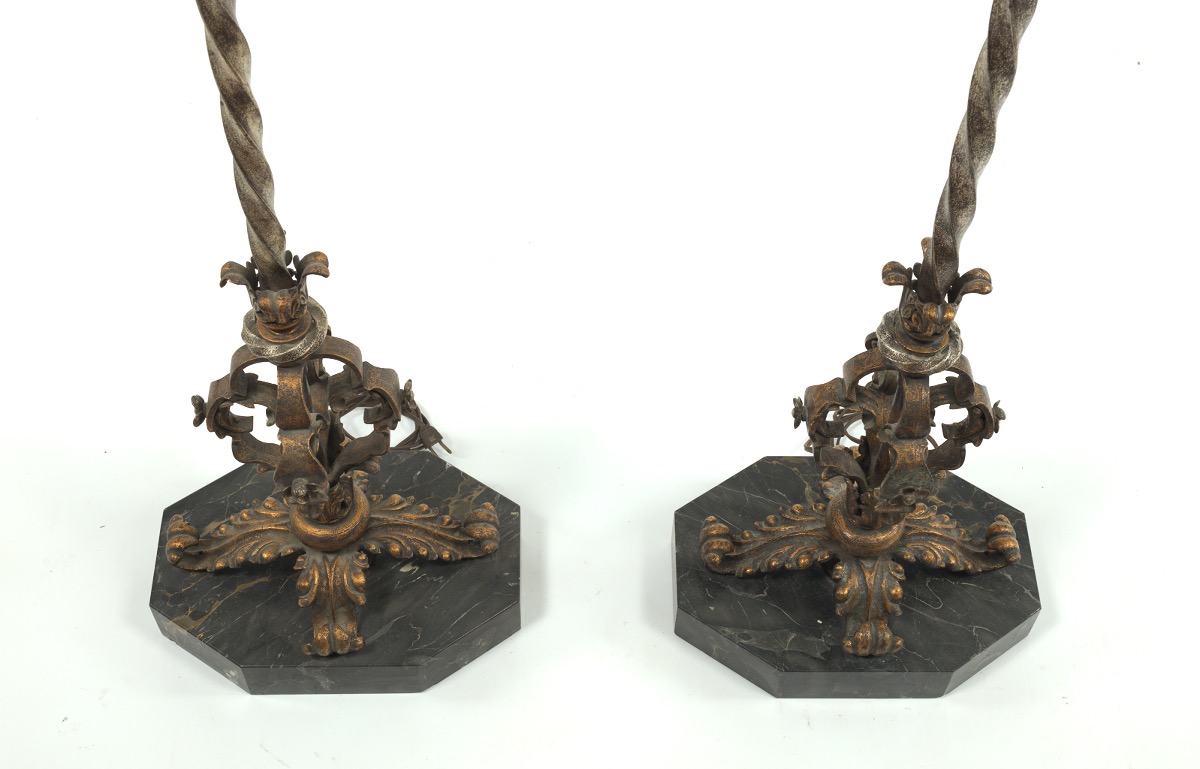 Pair of Baroque Style Wrought Iron Torchieres, ca. 1900-1920 - Image 6 of 7