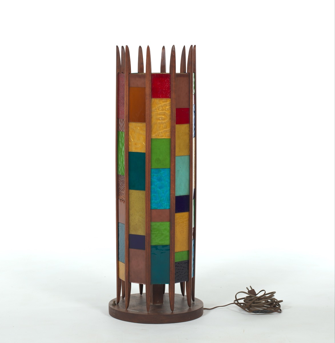 Danish Teak Stained Glass Lamp - Image 4 of 6