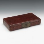 Chinese Antique Hand Made Molded Leather and Patinated Bronze Fitting Document Case