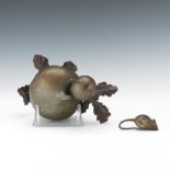 Patinated Mixed Metals Sculpture of a Mouse Nibbling a Radish