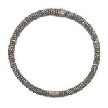 Ladies' David Yurman "Caviar" Gold, Sterling Silver and Diamond Chocker Necklace