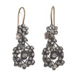 A Pair of Diamond Drop Earrings in Antique Style