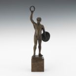 Patinated Metal Sculpture of a Victorious Gladiator, ca. 19th-20th Century