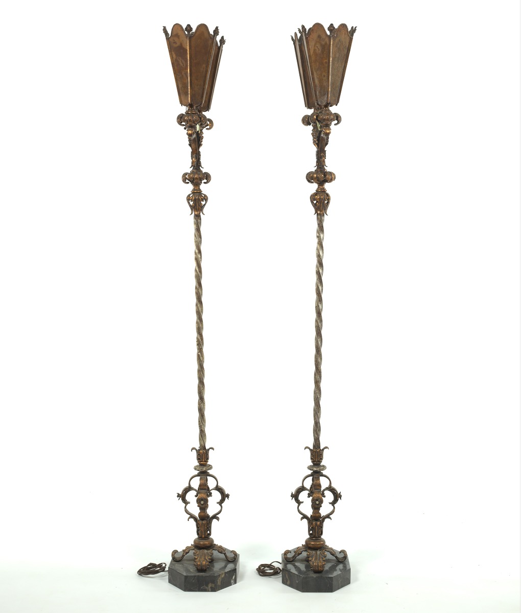 Pair of Baroque Style Wrought Iron Torchieres, ca. 1900-1920 - Image 4 of 7