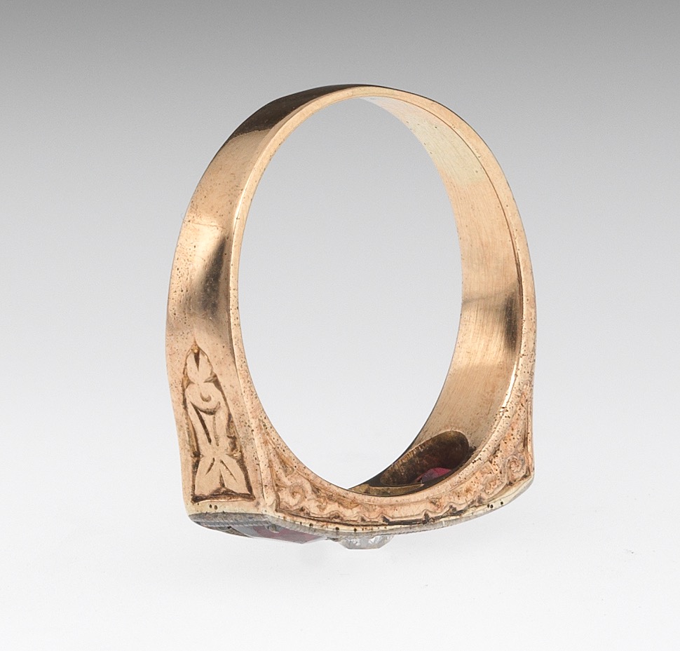 Ladies' Victorian Gold, Diamond and Garnet Saddle Ring - Image 6 of 7