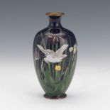 Japanese Cloisonne Enamel and Silver Wire Cabinet Vase