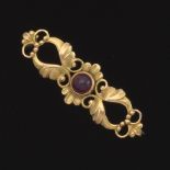 Georg Jensen Gold Ruby Cabochon Bar Brooch