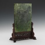 Carved Jade Screen Mounted on Stand