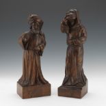 Two Renaissance Style Patinated Carved Wood Sculptures