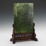 Carved Jade Plaque Mounted on Stand