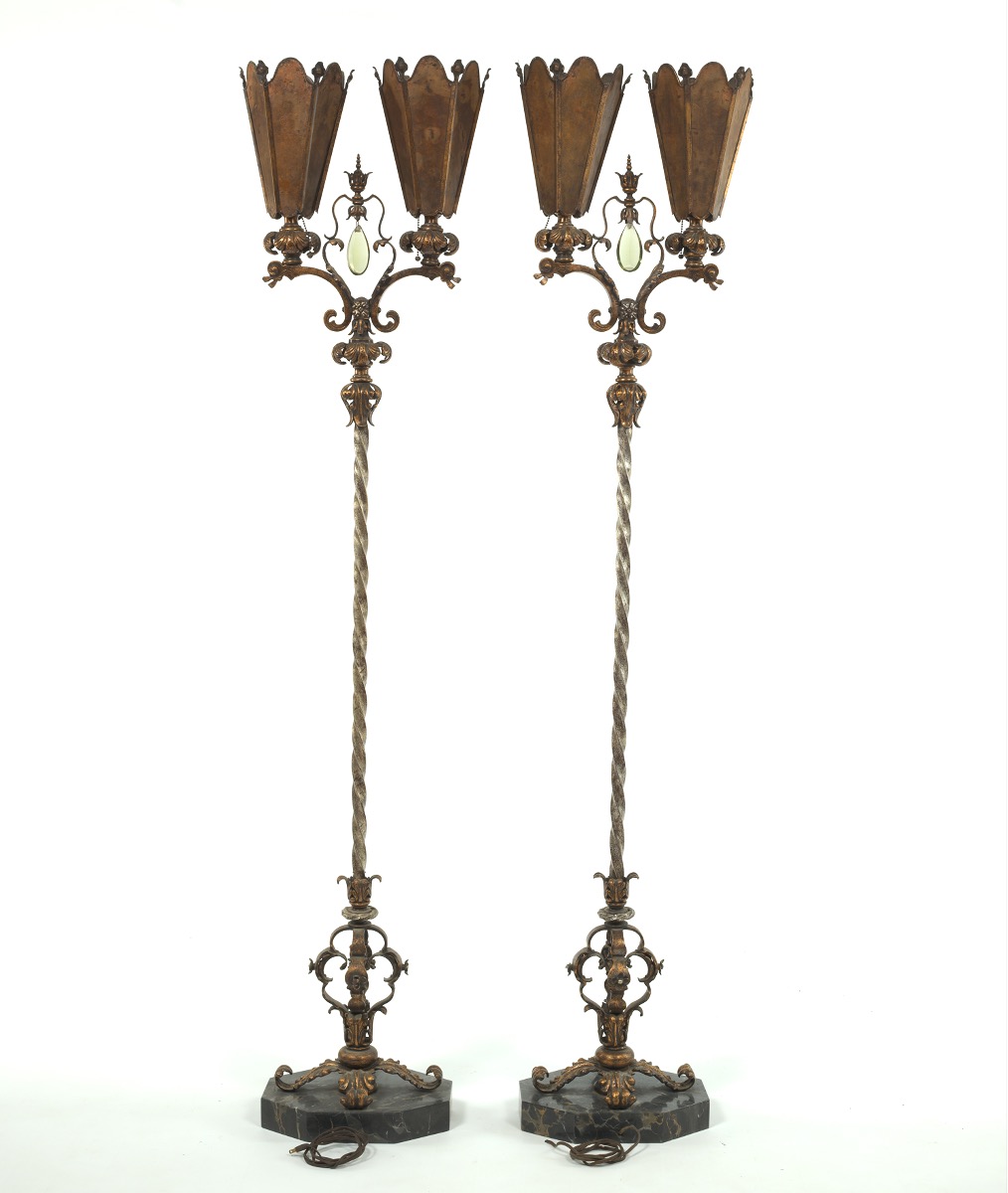 Pair of Baroque Style Wrought Iron Torchieres, ca. 1900-1920 - Image 3 of 7