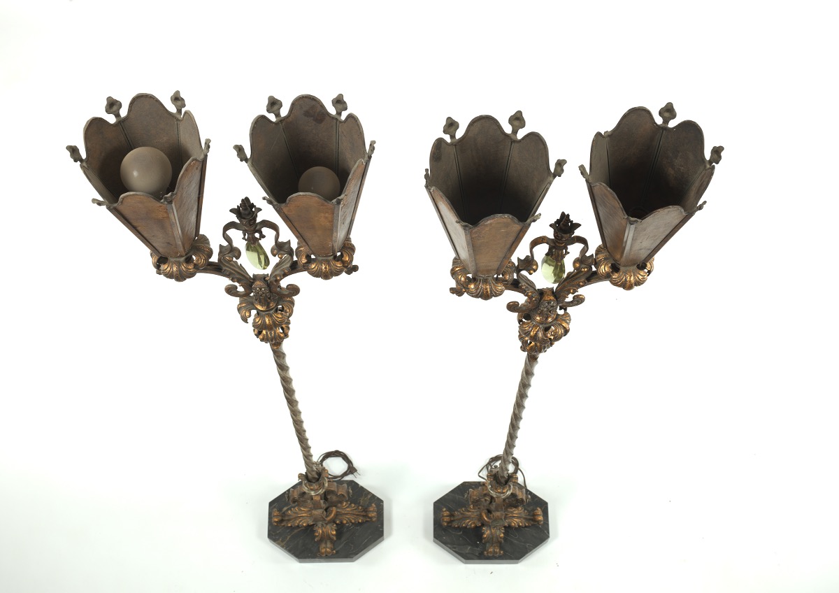 Pair of Baroque Style Wrought Iron Torchieres, ca. 1900-1920 - Image 5 of 7