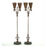 Pair of Baroque Style Wrought Iron Torchieres, ca. 1900-1920