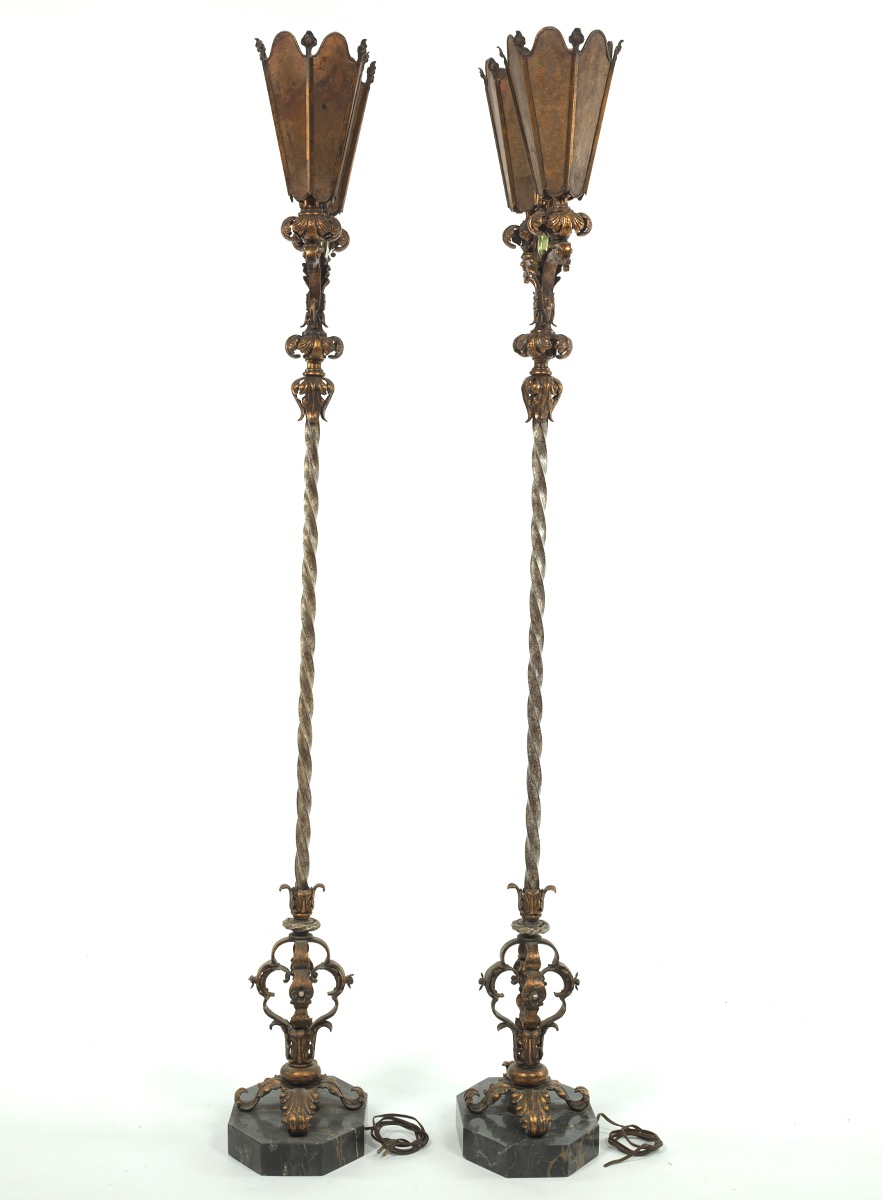 Pair of Baroque Style Wrought Iron Torchieres, ca. 1900-1920 - Image 2 of 7