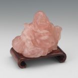 Carved Rose Quartz Figure of Laughing Buddha