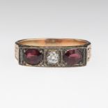 Ladies' Victorian Gold, Diamond and Garnet Saddle Ring