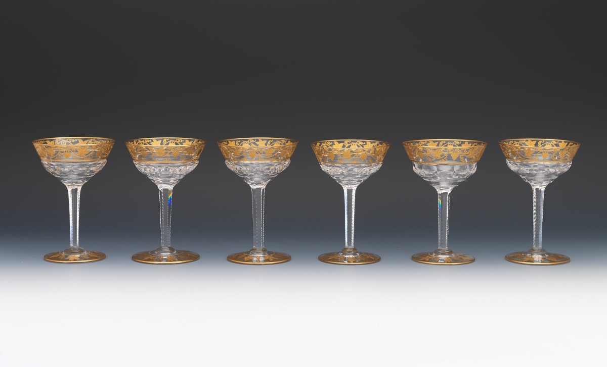 Twelve Val St. Lambert "Pampre D'Or" Champagne Coupes - Image 4 of 13