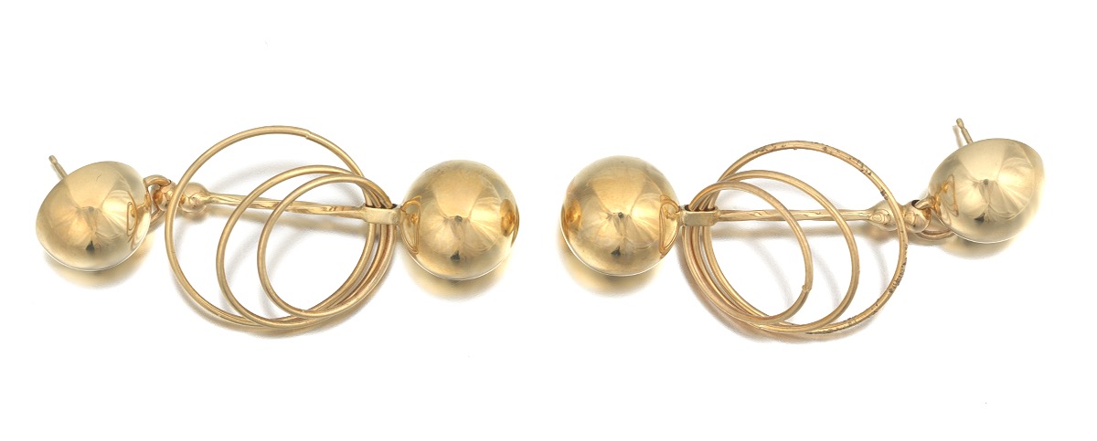 Pair of Saturn Style Gold Earrings - Image 3 of 6