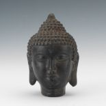 Chinese Cast Iron and Ebonized Buddha Head