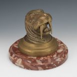 Patinated Metal Walrus Inkwell