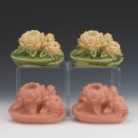 Two Pair Rookwood Pottery Water Lily Bookends, #2836