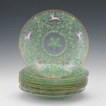 Nine Salivati Venetian Glass with Moser Decoration Salad Plates, ca. Early 20th Century