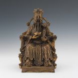 Chinese Patinated Brass Sculpture of Emperor as God of Prosperity