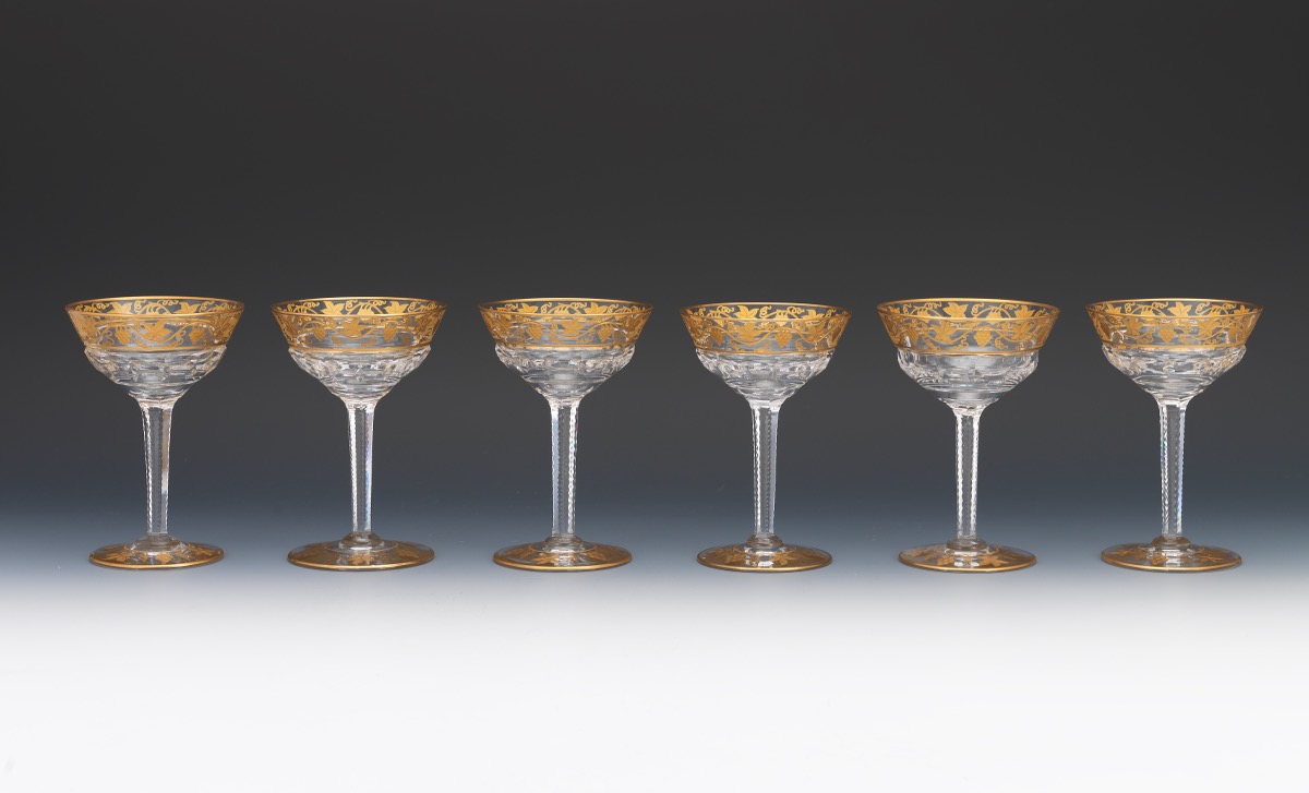 Twelve Val St. Lambert "Pampre D'Or" Champagne Coupes - Image 2 of 13