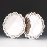 Sterling Silver Pair of Peruvian Chippendale Style Salvers, ca. 20th Century