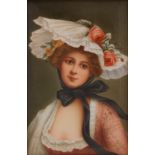 Hand Painted Hutschenreuther Porcelain Plaque, "Queen of the Roses", ca. Late 19th-Early 20th Centu