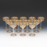 Twelve Val St. Lambert "Pampre D'Or" Champagne Coupes